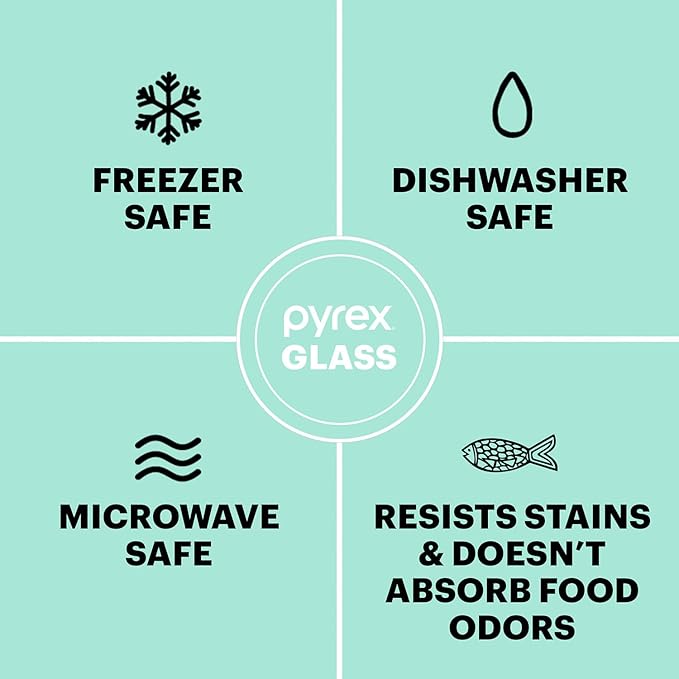 Pyrex Simply Store (5-Pack) Medium Glass Food Storage Containers Set, (3, 4 & 6 Cup) Meal Prep Containers With BPA-Free Lids, Dishwasher & Microwave Safe