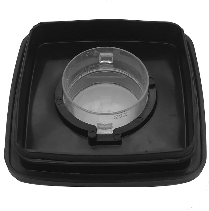 Replacement Blender Square Lid 014357-050-090 and center cap. 4" diameter, Compatible with all Oster Blender/Chopper 5-Square cup jars (Plastic, 5-cup jar lid)