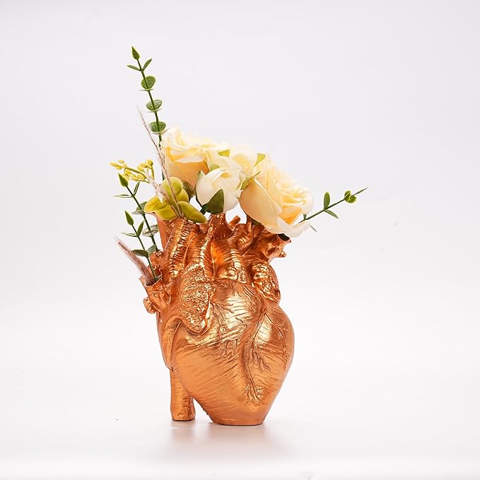 Heart Shaped Resin Vase - Anatomical Human Heart Flower Pot Planter, Nordic Modern Desktop Decor for Farmhouse Living Room, Bedroom, Valentine's Day Gift Home Decoration