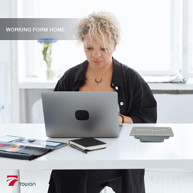 TOWON Small Glass Dry Erase Board, Desk White Board with Standing, Mini Whiteboard Easel Pad Set, Stenography Artifact for Office, Home and School Supplies, 8 x 6 Inches, Gray