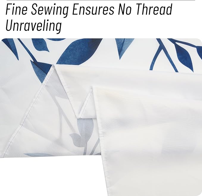 Eucalyptus Shower Curtain, Ombre Floral Leaves Plant Washable Fabric Bath Decor with 12 Hooks 72x72 inches, Navy Blue