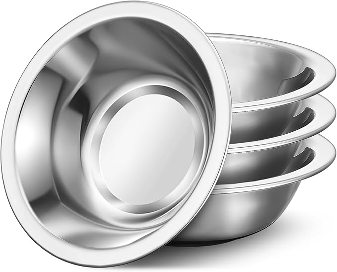 304(18/8) Stainless Steel Mixing Bowls for Kitchen, 4 Pack 7.8" 28.89 fl.oz Metal Mixing Bowls Set Stackable for Baking Serving Cooking Food Prep Storage Dishwasher Safe Lightweight