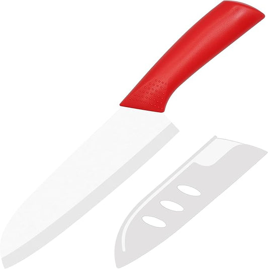Ceramic Knife - 7 inch Chef's Santoku Knife - Sharp Ceramic Kitchen Knife with Sheath Cover