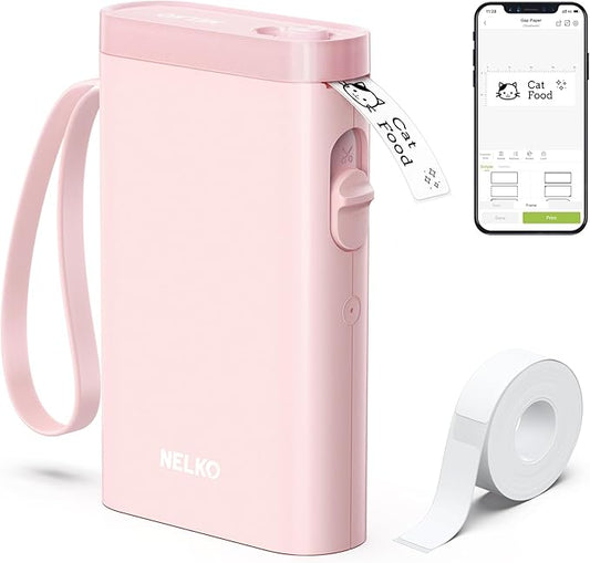 Nelko Label Maker Machine with Tape, P21 Bluetooth Label Printer, Wireless Mini Label Makers with Multiple Templates for School Office Home, Pink
