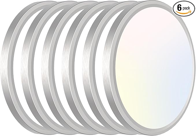 zemty LED Ceiling Light Brushed Nickel - 12In 28W Silver Round Flat Light Fixture with 3 Color Temperature 3000K/4500K/6000K - 3200lm Flush Mount Ceiling Light for Kitchen Bathroom Shower,6 Pack