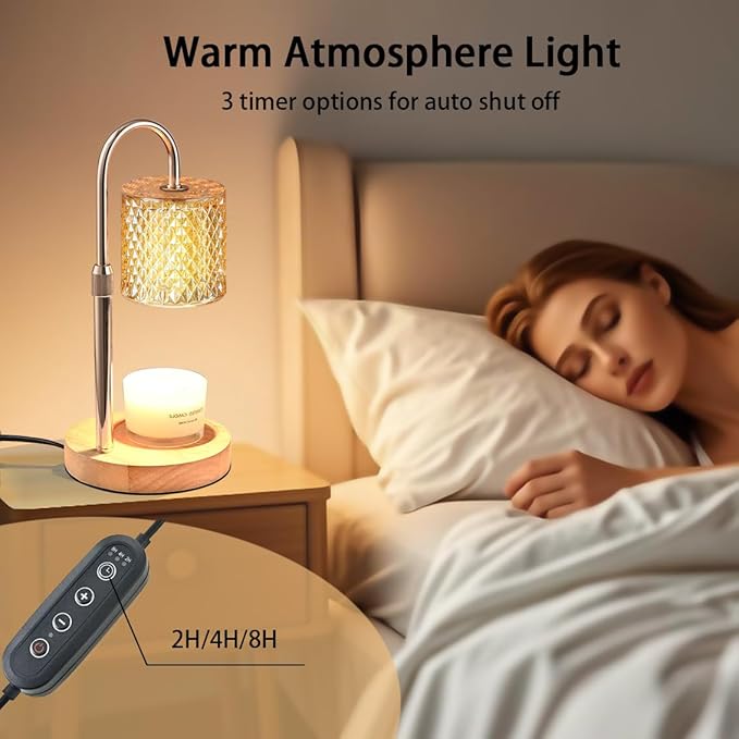 Candle Warmer Lamp with Timer Dimmer Adjustable Height for New Home House Bedroom Decor,Wax Melt Warmer with 2 Bulbs for Jar Candles, Gifts for Mom Women Friend Sister Birthday | Champagne Gold