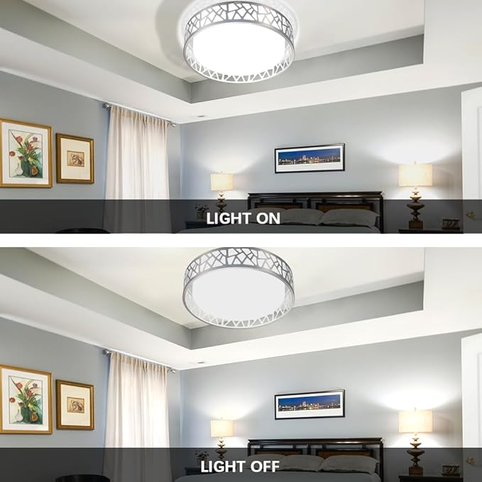 Flush Mount Ceilling Light Fixture with Remote Control, 12 Inch 3000K-6500K LED Ceiling Lights,24W Brushed Nickel Ceiling Light Flush Mount for Bedroom,Hallway,Kitchen,Entrance,Laundry