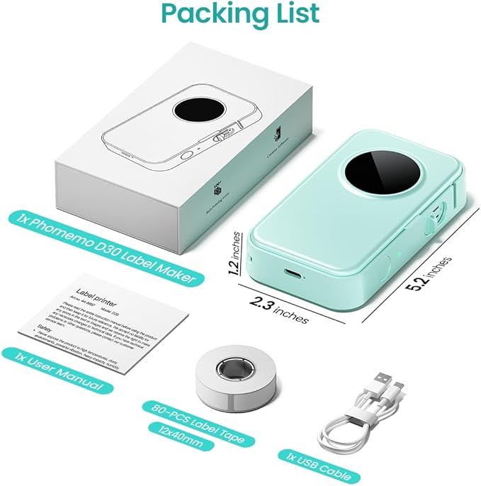 Phomemo Label Maker Machine with Tape, D35 Portable Bluetooth Handheld Label Printer Wireless Mini Labels Maker, Easy to Use with Smartphone Small Sticker Labeler Rechargeable for Home Office organize