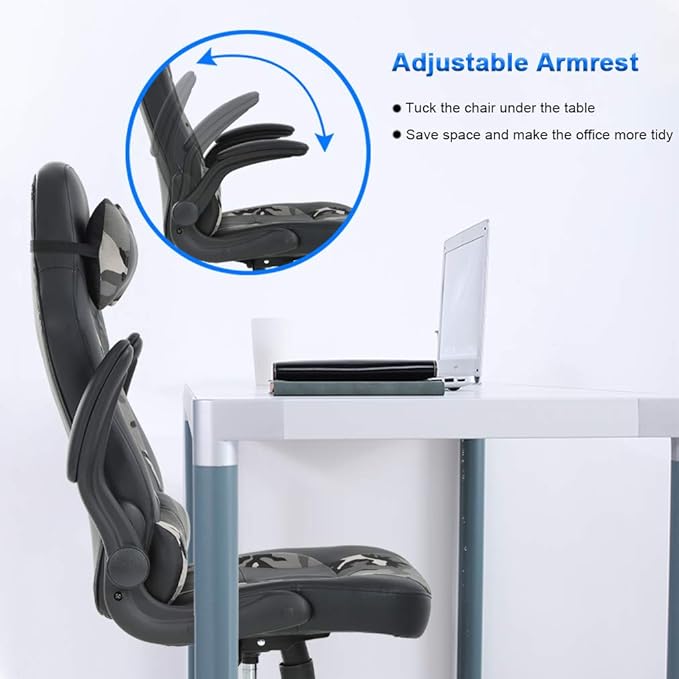 PC Gaming Chair Ergonomic Office Chair Cheap Desk Chair PU Leather Racing Chair Executive Swivel Rolling Computer Chair with Lumbar Support Flip Up Arms Headrest for Adults,Camo