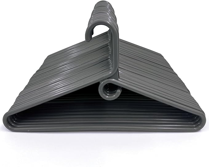 Clothes Hangers 60 Pack Plastic - Heavy Duty Space Saving Coat, Velvet Hangers, Pant Hangers for Closet Organization - Durable Non-Slip Warsaw Grey Wardrobe Essentials Bulk Storage