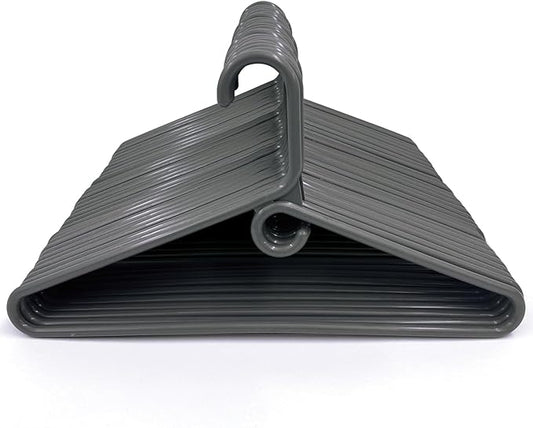 Clothes Hangers 60 Pack Plastic - Heavy Duty Space Saving Coat, Velvet Hangers, Pant Hangers for Closet Organization - Durable Non-Slip Warsaw Grey Wardrobe Essentials Bulk Storage