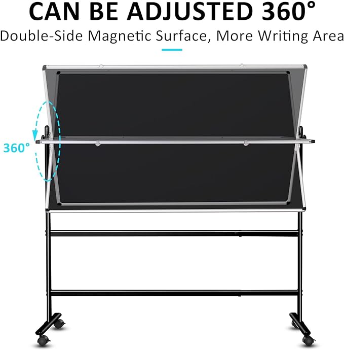 Mobile Dry Erase Blackboard 36 x 24, Magnetic Portable Black Dry Erase Board with Stand, Rolling Double Sided Chalkboard with Wheels - Easel Standing Black Board for Office, School & Home