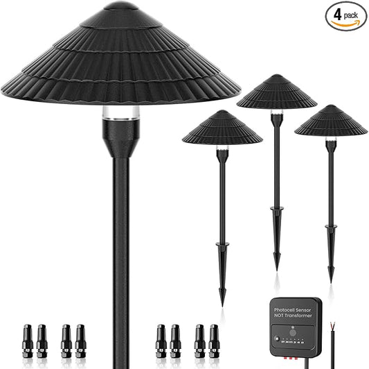 ZZXX Low Voltage Pathway Lights 5W Landscape Lighting Cast-Aluminum Waterproof 2700K LED Landscape Lights 12-24V Landscape Path Lights Low Voltage for Yard Garden Walkway,4 Pack