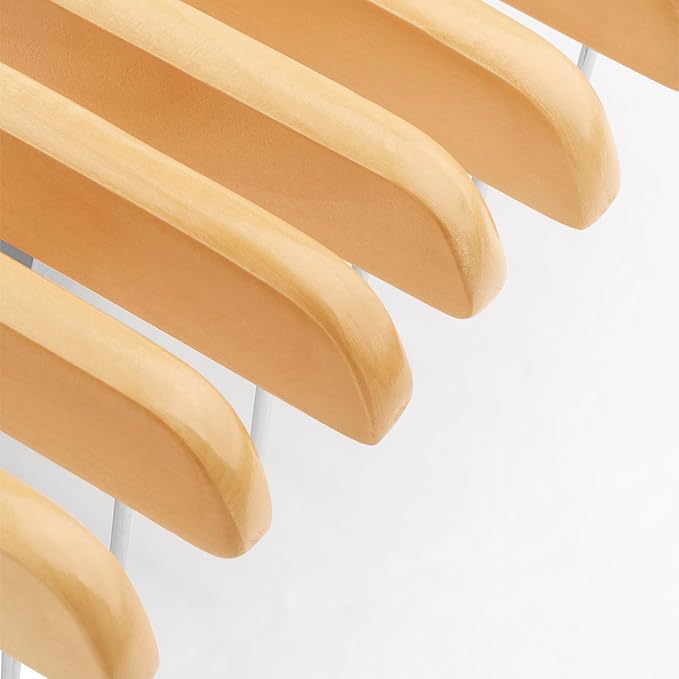 SONGMICS Wooden Pants Hangers 8 Pack, Pants Hangers with Adjustable Anti-Rust Metal Clips, 360° Swivel Hook, Skirt Hangers for Pant, Skirts, Natural Grain UCRW008-8