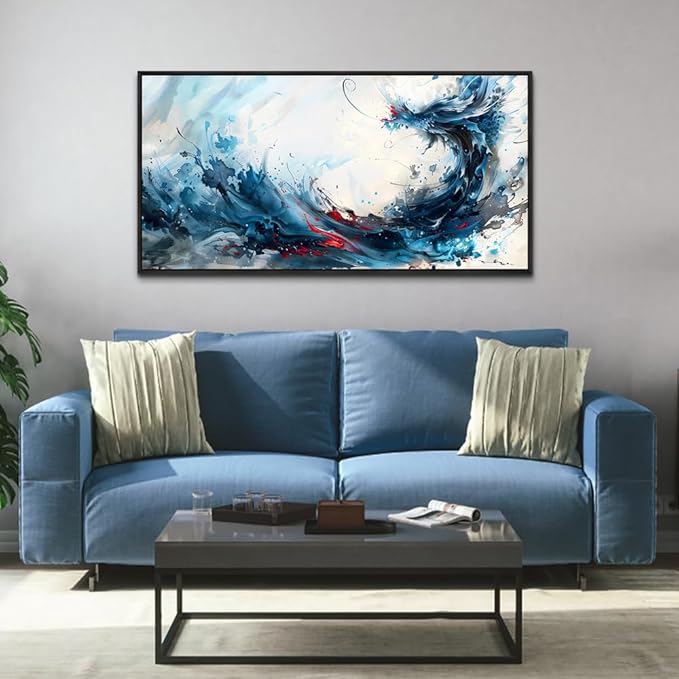 hyidecorart Canvas Prints Wall Art For Living Room Large Abstract Painting Artworks Wall Decor Bedroom Hang Pictures For Office Decoration Minimalism Watercolour Posters Black Framed Hotel Mural