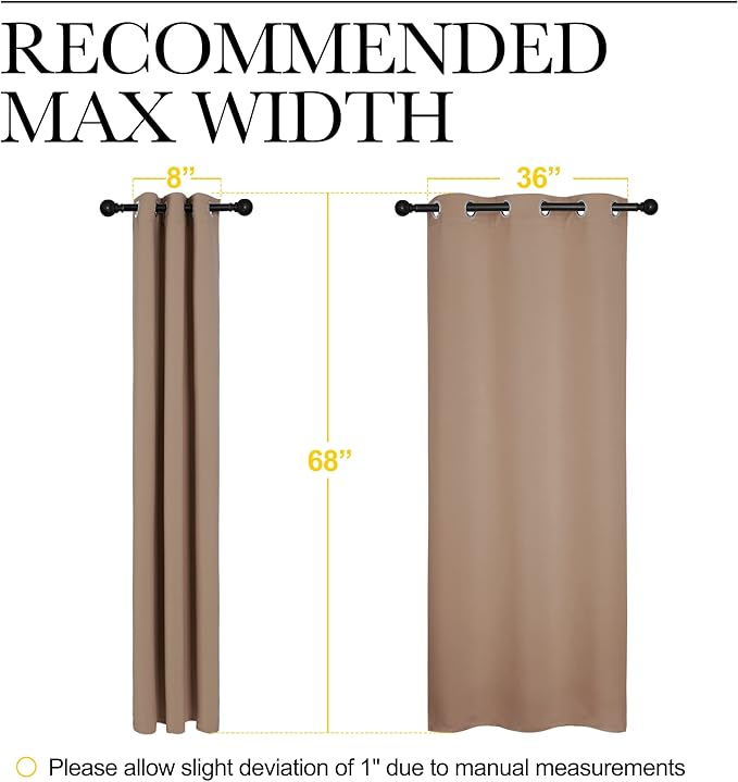 NICETOWN Short Window Treatment Thermal Insulated Solid Grommet Blackout Curtains/Drapes for Bedroom Samll Window (Set of 2, 42 by 68 Inch, Cappuccino)