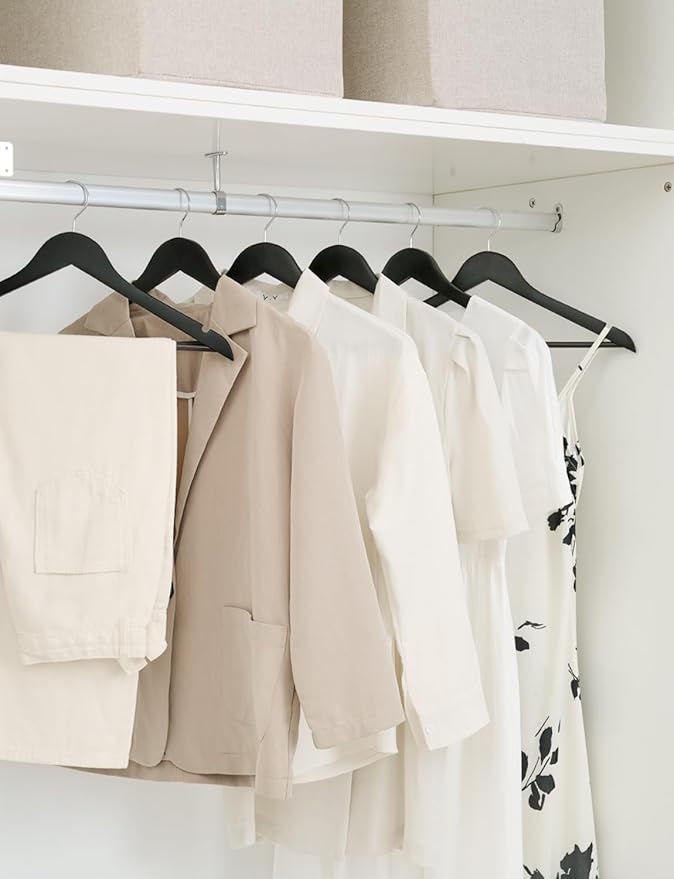 StorageWorks Black Wooden Hangers, 30 Pack Wood Hanger for Closet, Coat Hangers for Coats, Shirts, Pants, Suits