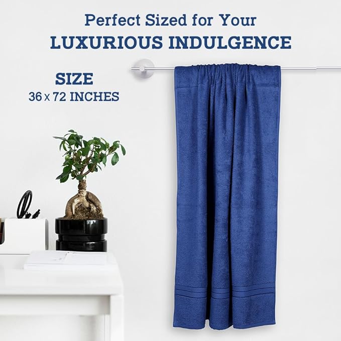 Casa Lino Bath Sheets Set Extra Large - 100% Cotton Extra Large Bath Towels - Highly Absorbent & Quick Dry Oversized Towels for Adults - 60" x 30" - Pack of 2 - (Cobalt Blue)