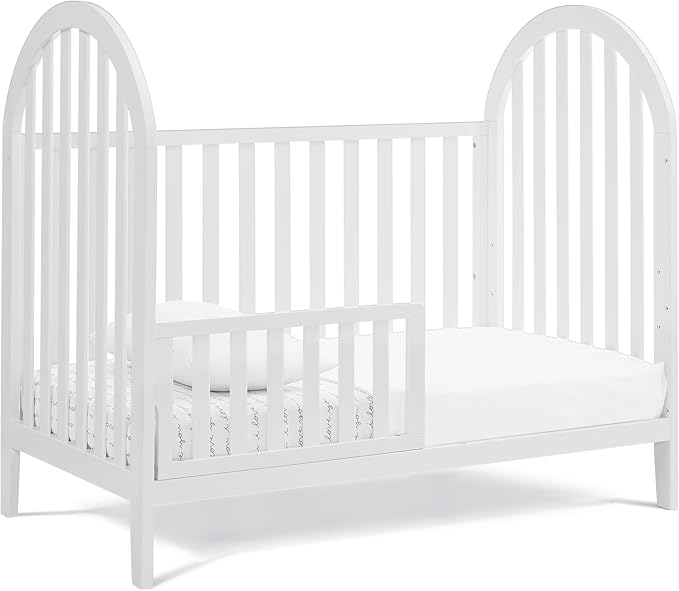 Delta Children Milano 4-in-1 Convertible Crib - Greenguard Gold Certified, Bianca White