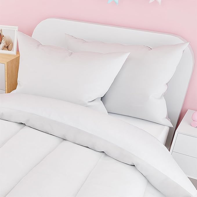 SANDJEST White Duvet Cover Sets Twin Size for Kids Boys Girls, Include 1 Polyester Comforter Cover 68x86 Inches and 1 Pillowcase 20x26 Inches, Comforter Not Included, Gift for Christmas Birthday