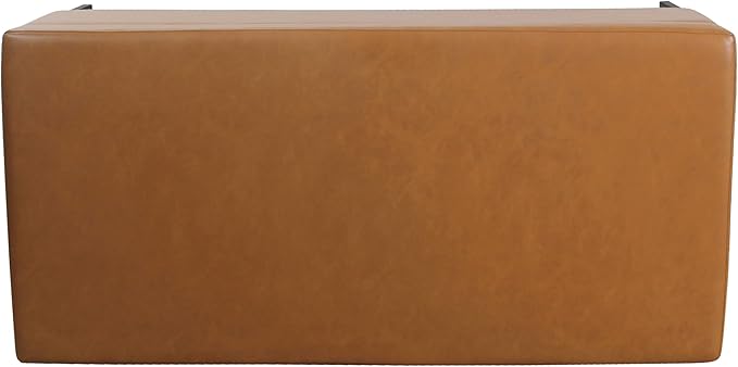 HomePop Upholstered Storage Bench with Metal Leg Home Décor|Bench with Storage for Living Room & Entryway - Faux Leather Brown