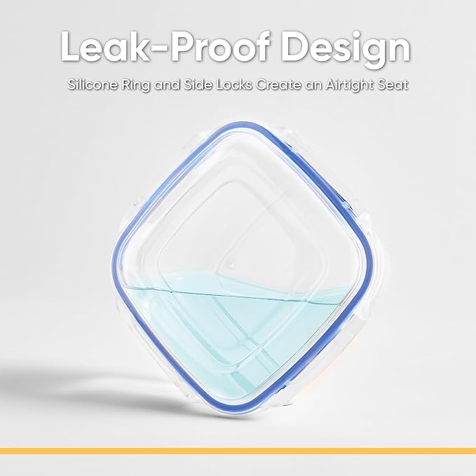 Superio Plastic Food Storage Containers with airtight Lid for Pantry, Fridge- BPA Free, Leakproof Sealed Container- Microwave, Dishwasher and Freezer Safe, Clear (14 Cup- 4 Pack)