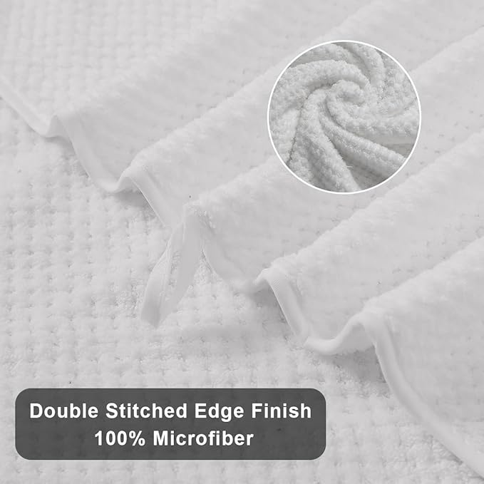 8-Piece White Bath Towels Set,2 Oversized Large Bath Towels Sheet,2 Hand Towels and 4 Washcloths - 600 GSM Soft Luxury Towel Set,Highly Absorbent Quick Dry Towel Collection for Bathroom,Hotel and Spa