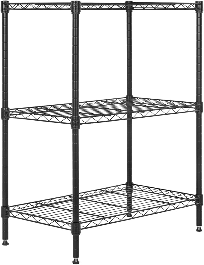 PayLessHere Shelf Shelving Pantry Storage Cabinet 3 Tier Adjustable Metal Storage Shelf 450 lbs Capacity NSF Certified Space Saving Design Adjustable Feet Easy Assembly (Black)