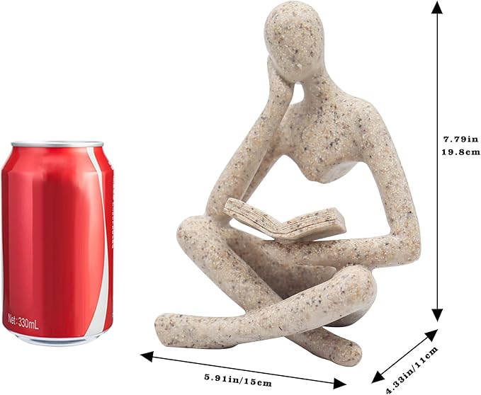 Bookshelf Decor, Reading Thinker Sculpture Figurine, Coffee Table Decor, Entry Way Table Home Decor, Decorative Statue for Living Room, Office, Bedroom, Gift