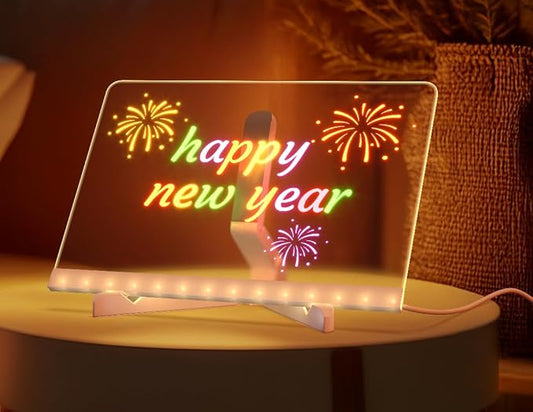 Led Note Board,Doodle Glow,Led Drawing Board for Kids,Acrylic Dry Erase Board with Light and 7 Colors Pens,LED Note Board with Colors for Office School Home (5.9x5.9 inches)