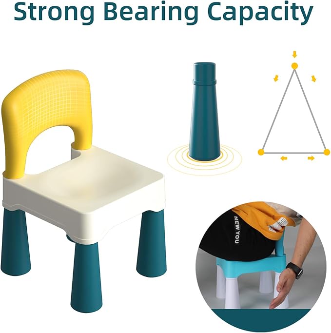 burgkidz Plastic Kids Chair, Durable and Lightweight, 9.3" Height Seat, Indoor or Outdoor Use for Ages 2 and Up (Macaron)