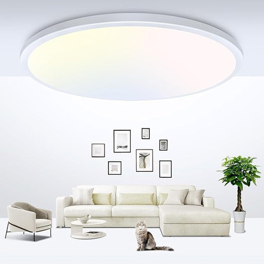 zemty 23 Inch LED Flush Mount Ceiling Light, Super Slim 56W 5040lm LED Ceiling Light, 3 Color Temperature in One 3000k/4500k/6000K Round Light Fixture for Bedroom, Kitchen, Dining Room (White)