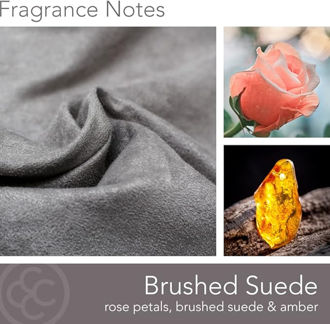 Colonial Candle Brushed Suede Scented Jar Candle, Pop of Color Collection, 3 Wick, Grey, 14.5 oz - Up to 60 Hours Burn