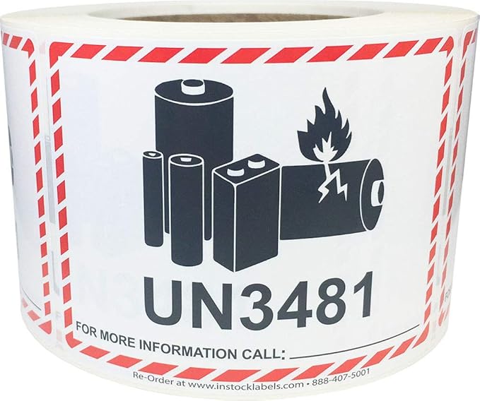 InStockLabels Lithium-Ion Battery Caution Label Stickers, 500 Labels, 3.25 x 4.25 Inch - Fragile Stickers for Shipping & Moving Lithium Ion Batteries, Strong Adhesive Safety Shipping Labels
