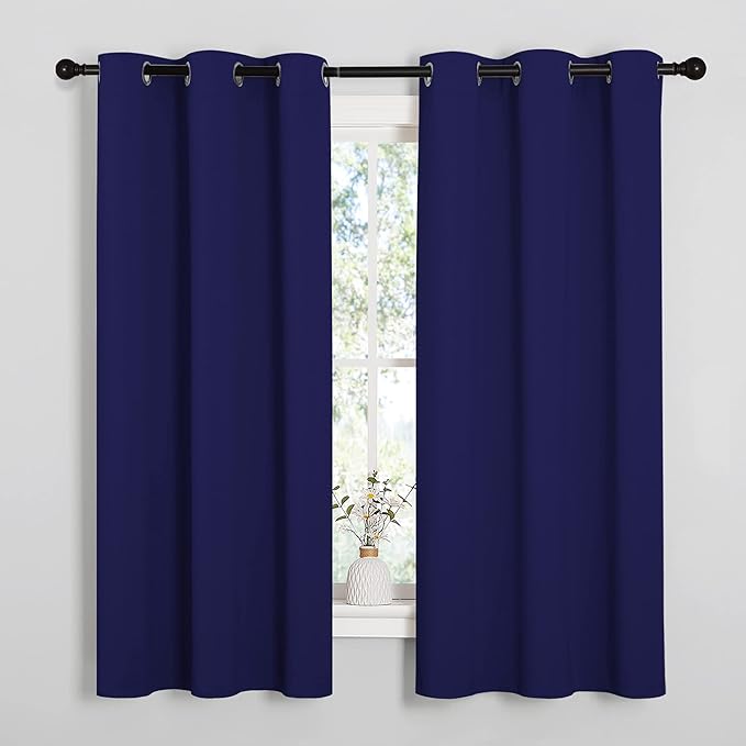 NICETOWN Navy Blue Blackout Curtains 68 inches Length for Laundry Room, 2 Panels, 42" Wide, Thermal Insulated Decoration Drapes for Office Window