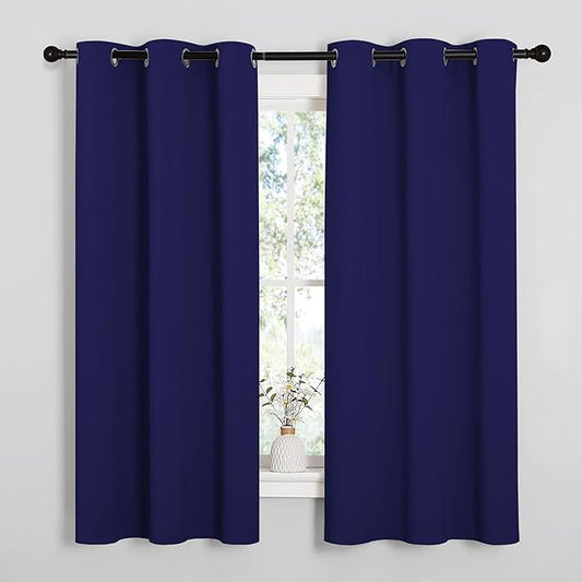 NICETOWN Navy Blue Blackout Curtains 68 inches Length for Laundry Room, 2 Panels, 42" Wide, Thermal Insulated Decoration Drapes for Office Window