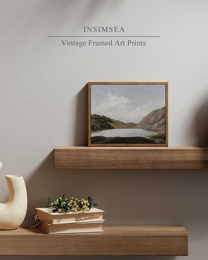 InSimSea Framed Canvas Wall Art Vintage Decor, Home Decor Lake and Mountain Nature Wilderness Landscape Paintings Wall Art for Living Room Bedroom Farmhouse Bathroom Wall Decor, 8"x10"