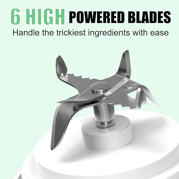 Portable Blender for Smoothies Shakes Juice, 20 Oz for Gym Home Office Travel, Personal Small Mini Glass Mixer, with 6 Blades 150W USB Rechargeable Electric Handheld Blender Cup Watter Bottle