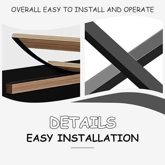 BarnFurin Full Size Bed Frame with LED Lights, Full Bed Frame with Headboard LED Lights, Upholstered Platform Bed with Cloud Headboard, No Box Spring Required, Easy Assembly, Black