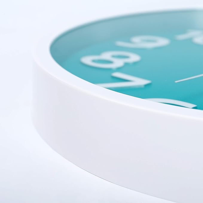 Lafocuse 12 Inch Silent 3D Numbers Teal Wall Clock for Living Room Decor, Battery Operated Teal Clocks for Girls Room Bedroom Office Kitchen