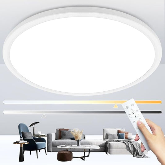 Led Ceiling Light Fixtures Dimmable with Remote Control, 15.4 Inch Ultra Thin Modern Flush Mount, 36 W, 4500 LM, with Night Light, for Bedroom, Kitchen, Dining Room, Living Room