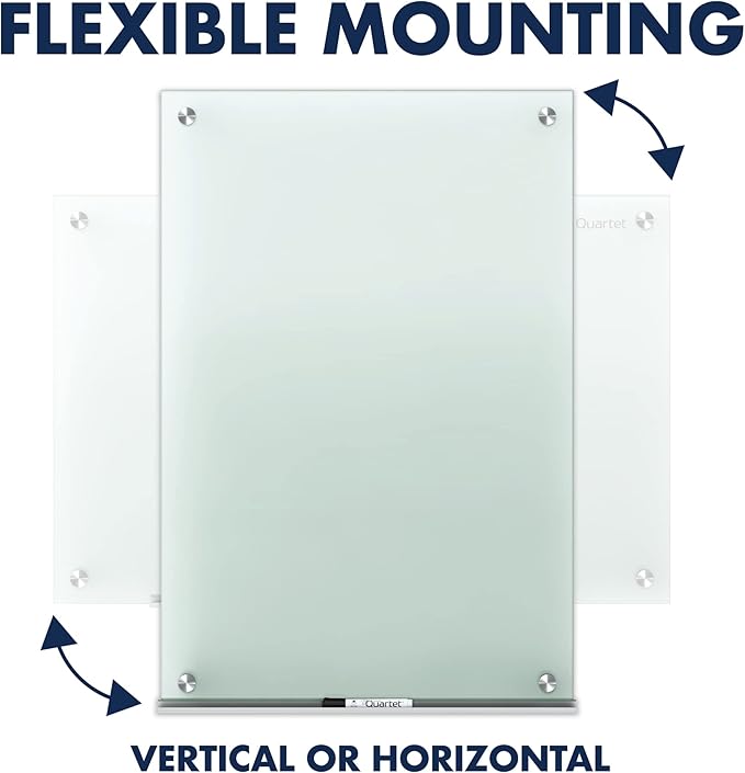 Quartet Whiteboard, Glass Dry Erase Board, Non-Magnetic, 6' x 4', Infinity Frameless Mounting, Frosted Surface, Accessory Tray and 1 Dry Erase Marker (G7248F)