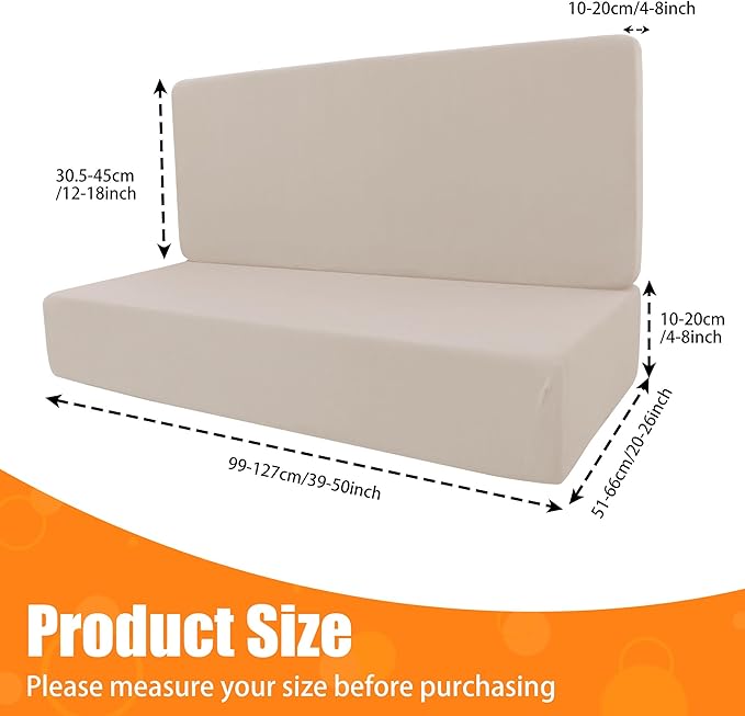 Rv Dinette Cushion Covers,Printing Stretchable Camper Cushion Cover,RV Cushion Slipcover,Rv Couch Cover Replacement for RV Camper Car Bench,2 Backrest Covers and 2 Bench Covers (Beige)