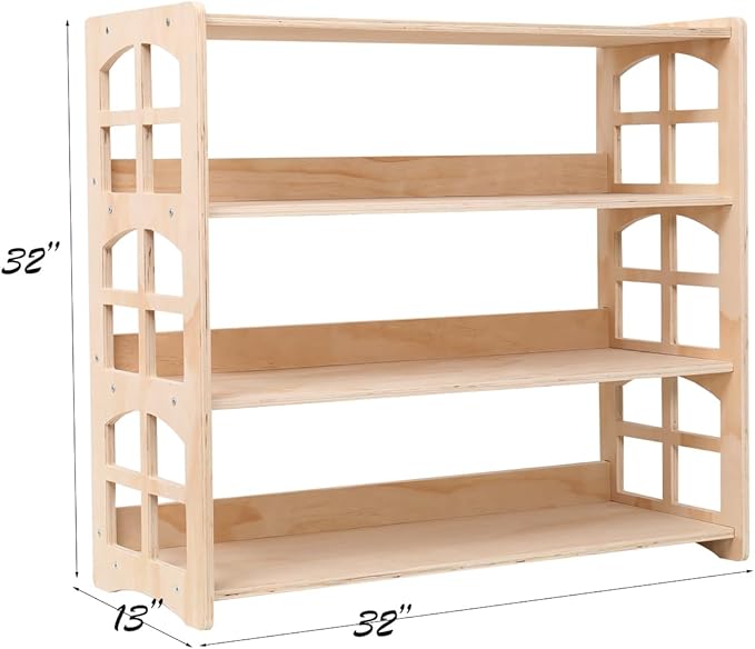 Montessori Bookshelf Toy Shelf Kids Storage Organizer for Toys Book Shelves for Kids Room Sturdy and Safe Toddler Wood Classroom Childrens Bookcases(4Tier)