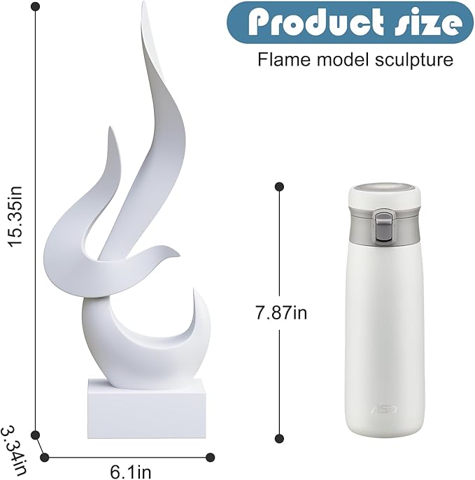 Dosker White Flame Sculptures Home Decor, Abstract Statues Shelf Decor, Table Decor for Living Room Office, Kitchen