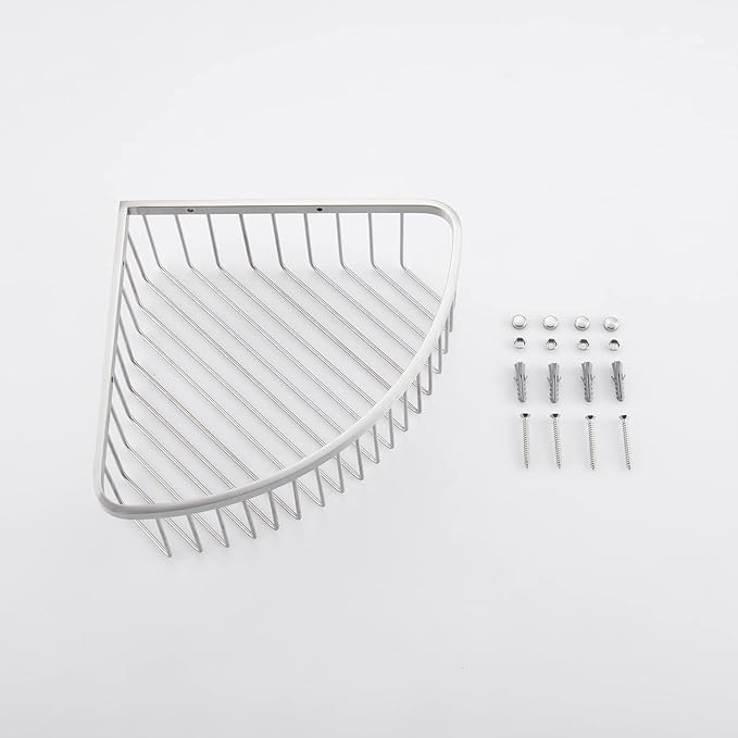 Bathroom Shower Caddy Corner Shelf Basket, Ultra Sturdy Rust-Proof Stainless Steel Shelf Organizer Shampoo Holder, Wall Mounted Storage Rack for Bathroom Kitchen, Brushed Nickel