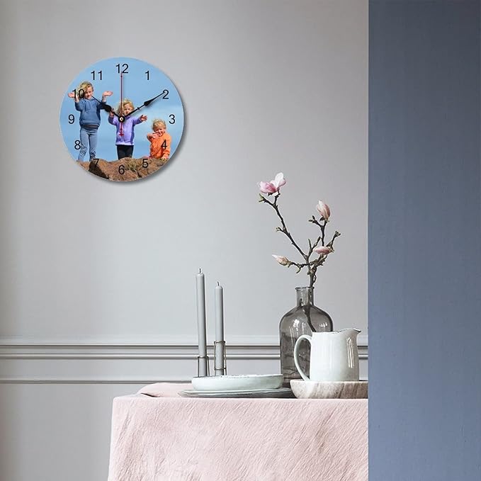Custom Wall Clock, Personalized Wall Clock with Photo/Image Text Non-Ticking Clock Silent Customized Digital Wall Clocks Customized Gift for Living Room Kitchen Bathroom Home Decor 11.8''