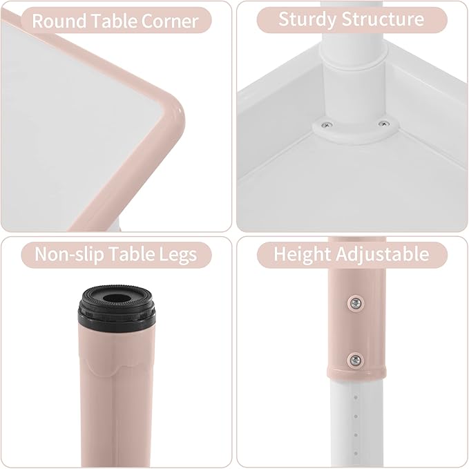 Toddler Table and Chairs Set for 4, 47.2''L x 23.6''W Kids Study Table and Chair Set, Height-Adjustable, Graffiti Desktop, Children Activity Table for Daycare, Classroom, Home