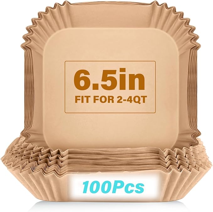 Parchment Paper, OOTDAY 100Pcs Square Air Fryer Liners Disposable, Cooking Non-Stick air fryer accessories, Frying Pan, Oil-proof Air Fryers for 2-4 QT Air Fryer Baking Roasting Microwave(6.5")