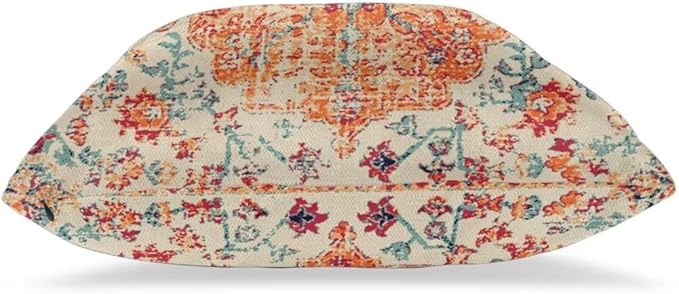 Boho Throw Pillow Covers 16 x 16 Set of 2, Orange Blue Carpet Pattern Pillow Covers Ethnic Design Rustic Farmhouse Cushion Cases Linen Decorative Gifts for Couch Sofa Indoor Outdoor